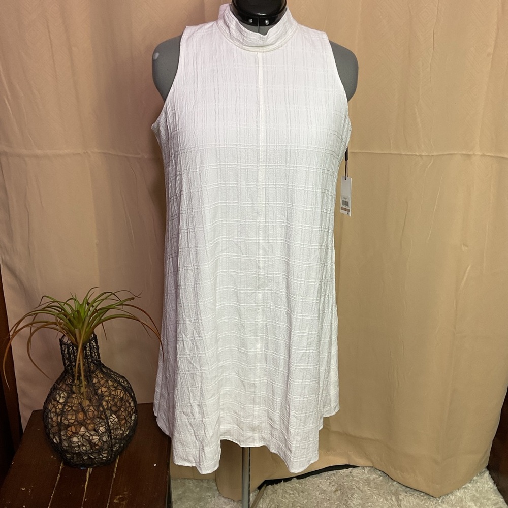 Calvin Klein White Textured Fabric Trapeze Dress